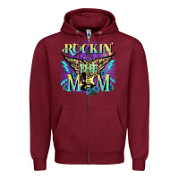 Burgundy Rockin' the mom Mother's Day Zipper Hoodie - FaDigitalArtStudio