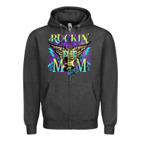Charcoal Heather Rockin' the mom Mother's Day Zipper Hoodie - FaDigitalArtStudio