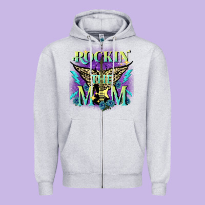 Rockin' The Mom Mother's Day Zipper Hoodie Designed By Fadigitalartstudio