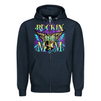 Navy Rockin' the mom Mother's Day Zipper Hoodie - FaDigitalArtStudio