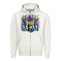 Oatmeal Heather Rockin' the mom Mother's Day Zipper Hoodie - FaDigitalArtStudio