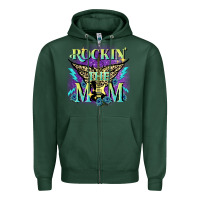 Sports Green Rockin' the mom Mother's Day Zipper Hoodie - FaDigitalArtStudio