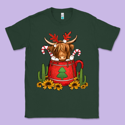 Hot Coco Christmas Highland Cow Classic Tee Designed By Jasminsmagicworld