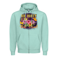 Seafoam Oh honey i am that mom Zipper Hoodie - FaDigitalArtStudio