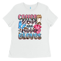 White coffee scrubs and rubber gloves Ladies Tee - NancyCooperArtShop