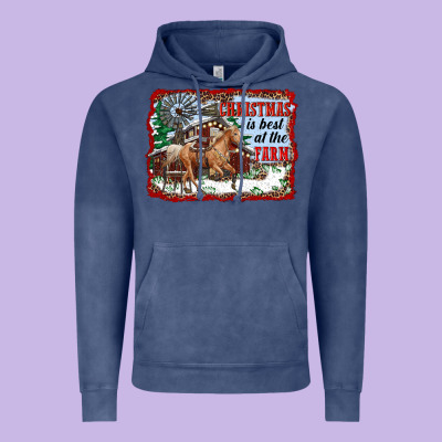 Christmas Is Best At The Farm Vintage Hoodie Designed By Ranaportraitstore