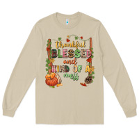 Mushroom Thankful blessed and kind of a mess Long Sleeve Tee - NancyCooperArtShop
