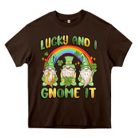 Chocolate Brown lucky and i gnome it Heavy Core Tee - MaliasSmallBusiness
