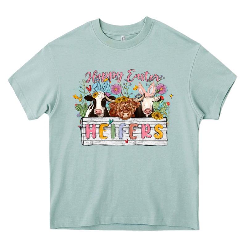Happy Easter Heifers Heavy Core Tee by MaliasSmallBusiness | Teevron