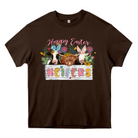 Chocolate Brown happy easter heifers Heavy Core Tee - MaliasSmallBusiness