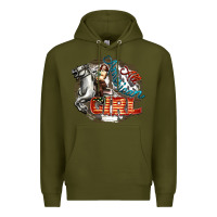 Army Green All American Girl Premium Hoodie - FaDigitalArtStudio
