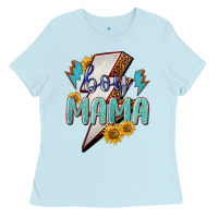 Baby Blue boy mama lightning bold Ladies Tee - NancyCooperArtShop