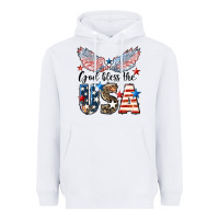 White Western God Bless The USA 4th of July Heavyweight Hoodie - LillyAllenDesigns