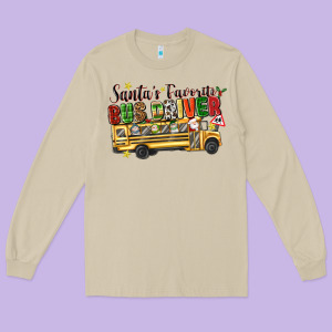 Santas Favorite Bus Driver Long Sleeve Tee Designed By Texasbilliewilder