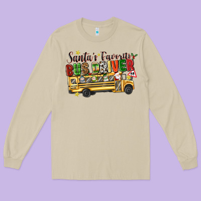 Santas Favorite Bus Driver Long Sleeve Tee Designed By Texasbilliewilder