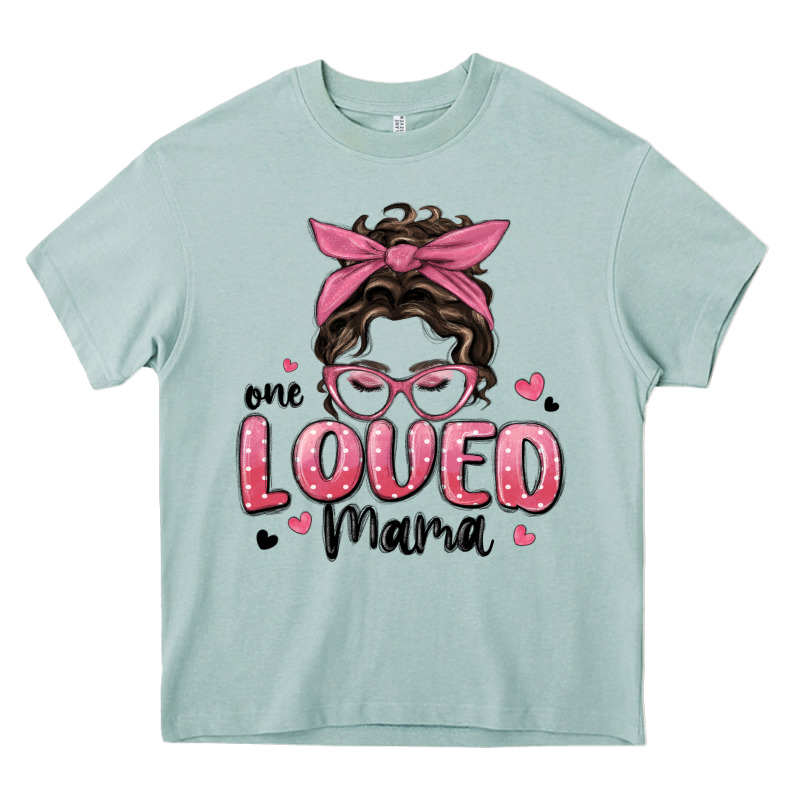 One Loved Mama Messy Bun Heavy Core Tee by MaliasSmallBusiness | Teevron