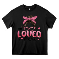 Black one loved mama messy bun Heavy Core Tee - MaliasSmallBusiness