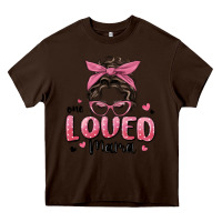 Chocolate Brown one loved mama messy bun Heavy Core Tee - MaliasSmallBusiness