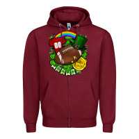 Burgundy St. Patrick's Day American Football Zipper Hoodie - FaDigitalArtStudio