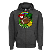 Charcoal Heather St. Patrick's Day American Football Zipper Hoodie - FaDigitalArtStudio
