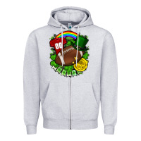Heather Grey St. Patrick's Day American Football Zipper Hoodie - FaDigitalArtStudio