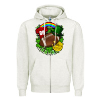 Oatmeal Heather St. Patrick's Day American Football Zipper Hoodie - FaDigitalArtStudio