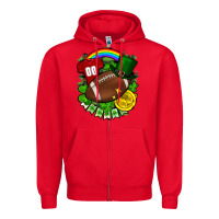 Red St. Patrick's Day American Football Zipper Hoodie - FaDigitalArtStudio