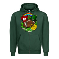 Sports Green St. Patrick's Day American Football Zipper Hoodie - FaDigitalArtStudio