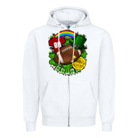 White St. Patrick's Day American Football Zipper Hoodie - FaDigitalArtStudio