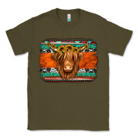 Army Green highland cow western background Classic Tee - Jasminsmagicworld