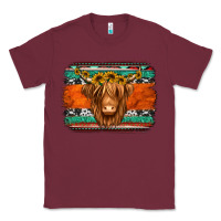 Burgundy highland cow western background Classic Tee - Jasminsmagicworld