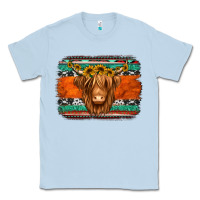 Dusty Blue highland cow western background Classic Tee - Jasminsmagicworld