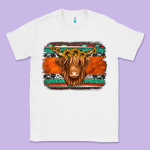 Highland Cow Western Background Classic Tee Designed By Jasminsmagicworld