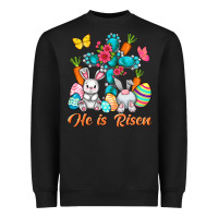 Black He is risen with Cross Easter Day Heavyweight Sweatshirt - HowdyJamesFarm
