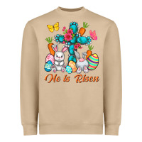 Mushroom He is risen with Cross Easter Day Heavyweight Sweatshirt - HowdyJamesFarm