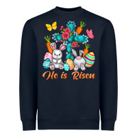 He Is Risen With Cross Easter Day Heavyweight Sweatshirt | Teevron