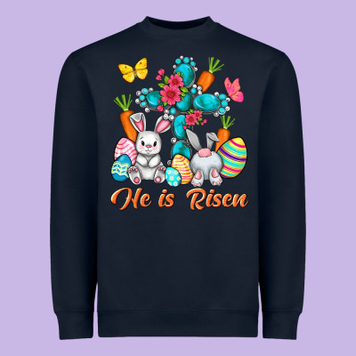 He Is Risen With Cross Easter Day Heavyweight Sweatshirt Designed By Howdyjamesfarm