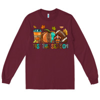 Burgundy Tis' the season Fall Long Sleeve Tee - NancyCooperArtShop