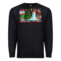 Black Jingle All The Way Premium Sweatshirt - CowhideDigitalArt
