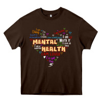 Chocolate Brown mental health matters Heavy Core Tee - JahusDesignShop