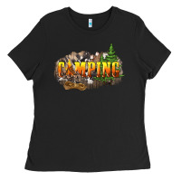 Black camping Ladies Tee - NancyCooperArtShop