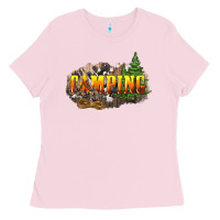 Bubblegum Pink camping Ladies Tee - NancyCooperArtShop