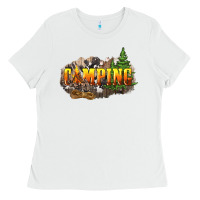 White camping Ladies Tee - NancyCooperArtShop