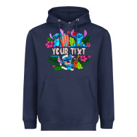 Navy Your Text Stich Heavyweight Hoodie - CowhideDigitalArt
