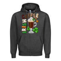 Charcoal Heather Irish coffee St. Patrick's Day Zipper Hoodie - FaDigitalArtStudio