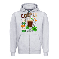 Heather Grey Irish coffee St. Patrick's Day Zipper Hoodie - FaDigitalArtStudio