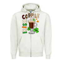 Oatmeal Heather Irish coffee St. Patrick's Day Zipper Hoodie - FaDigitalArtStudio