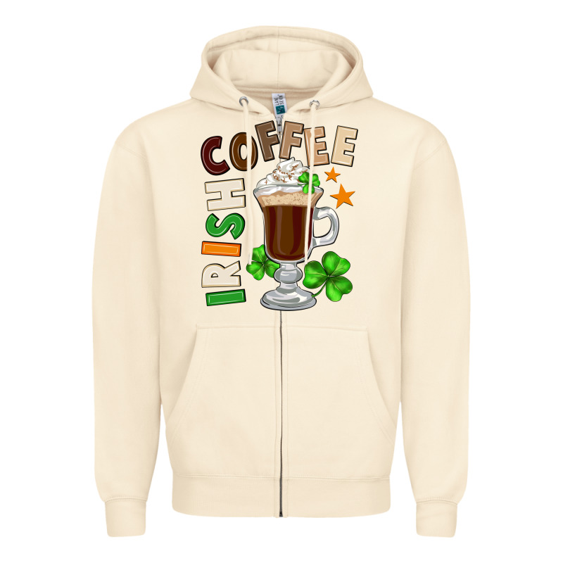 Irish Coffee St. Patrick's Day Zipper Hoodie by FaDigitalArtStudio | Teevron