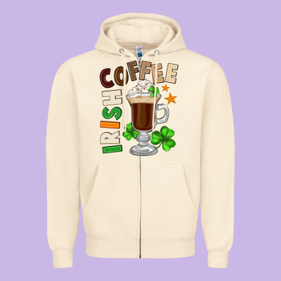 Irish Coffee St. Patrick's Day Zipper Hoodie Designed By Fadigitalartstudio