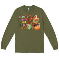Army Green Pumpkin spice and Jesus christ Long Sleeve Tee - NancyCooperArtShop